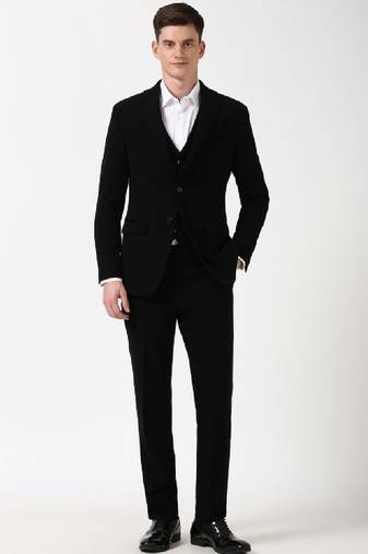 Men slim fit single-breasted three piece formal suit