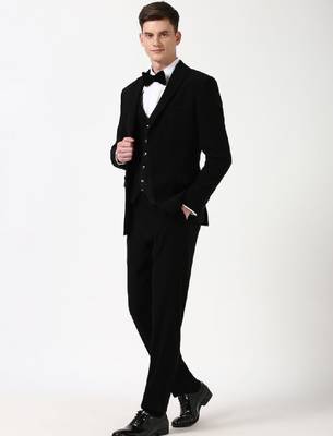 Men slim fit single-breasted three piece formal suit 3
