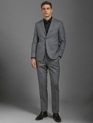 Men textured pure wool single-breasted two piece formal suit 1