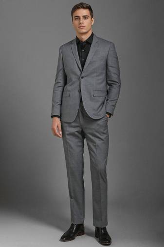 Men textured pure wool single-breasted two piece formal suit