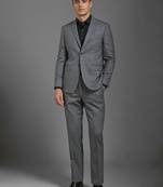 Men textured pure wool single-breasted two piece formal suit