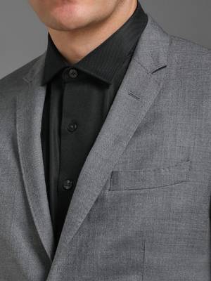 Men textured pure wool single-breasted two piece formal suit 2