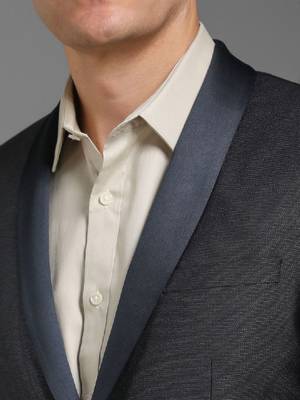 Textured slim fit single-breasted two piece formal suit 2