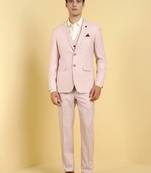 Men checked slim fit single-breasted three piece formal suit