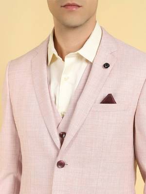 Men checked slim fit single-breasted three piece formal suit 2