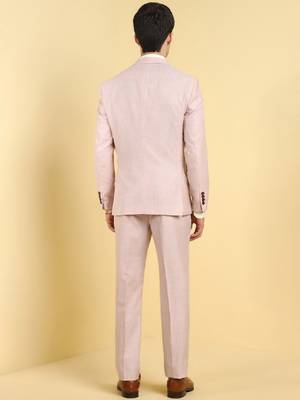 Men checked slim fit single-breasted three piece formal suit 3