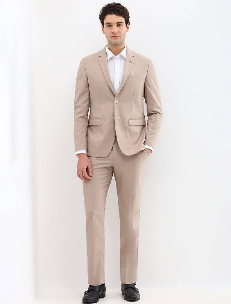 Men slim fit single-breasted two piece formal suit