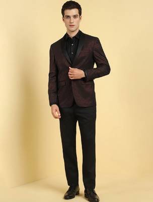 Men printed slim fit single-breasted two-piece party suit 1