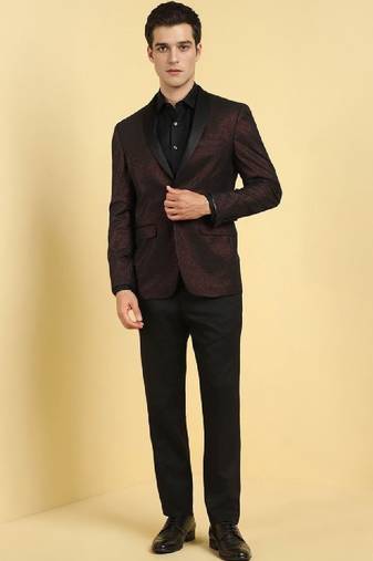 Men printed slim fit single-breasted two-piece party suit