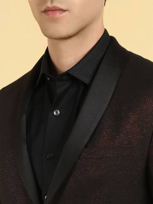 Men printed slim fit single-breasted two-piece party suit 2