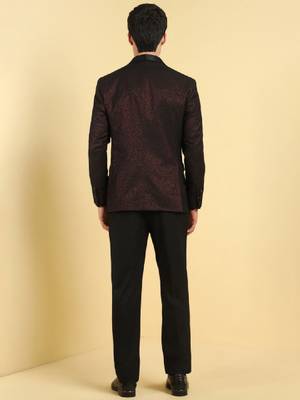 Men printed slim fit single-breasted two-piece party suit 4