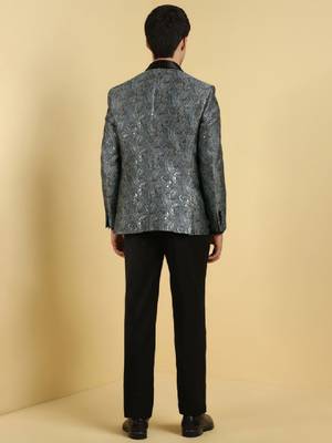 Men printed slim-fit single-breasted two piece party suit 4