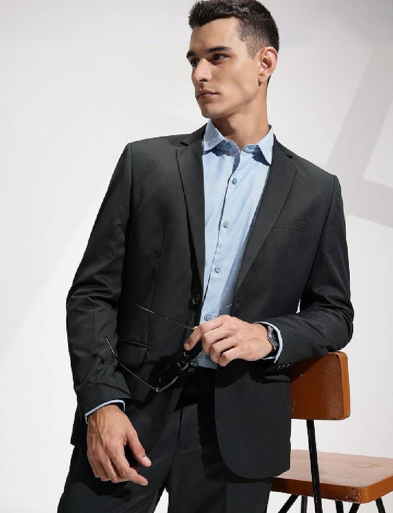 Notched lapel collar single-breasted slim fit 2 piece formal suits