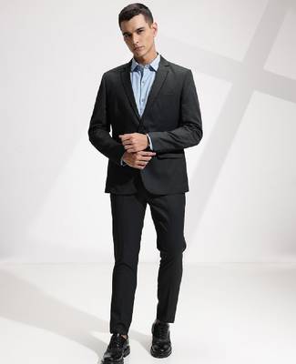 Notched lapel collar single-breasted slim fit 2 piece formal suits 3