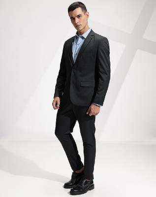 Notched lapel collar single-breasted slim fit 2 piece formal suits 4