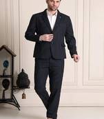 Striped notched lapel 2 piece blazer trousers suits