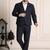 Striped notched lapel 2 piece blazer trousers suits