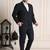 Striped notched lapel 2 piece blazer trousers suits