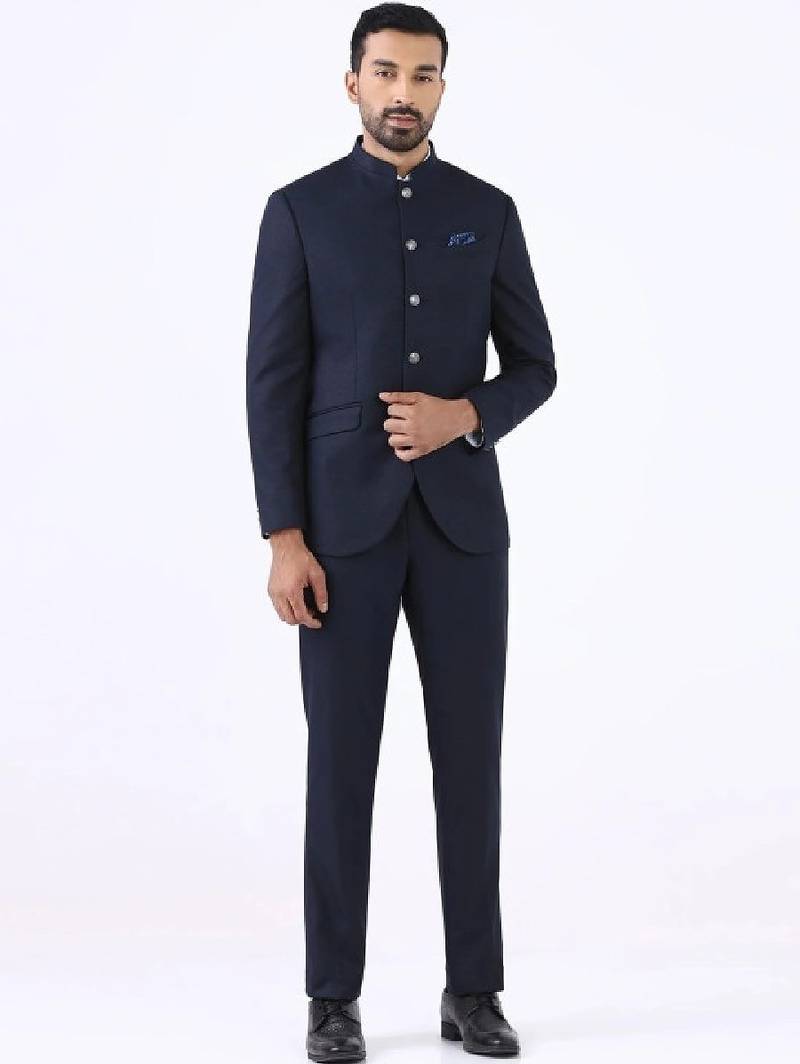 Mandarin collar slim fit 2 piece suits