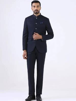 Mandarin collar slim fit 2 piece suits 4