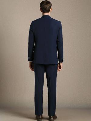 Embroidered notched lapel slim-fit single-breasted two-piece suit 3