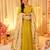 Yellow silk blend floral printed anarkali gown with dupatta for women