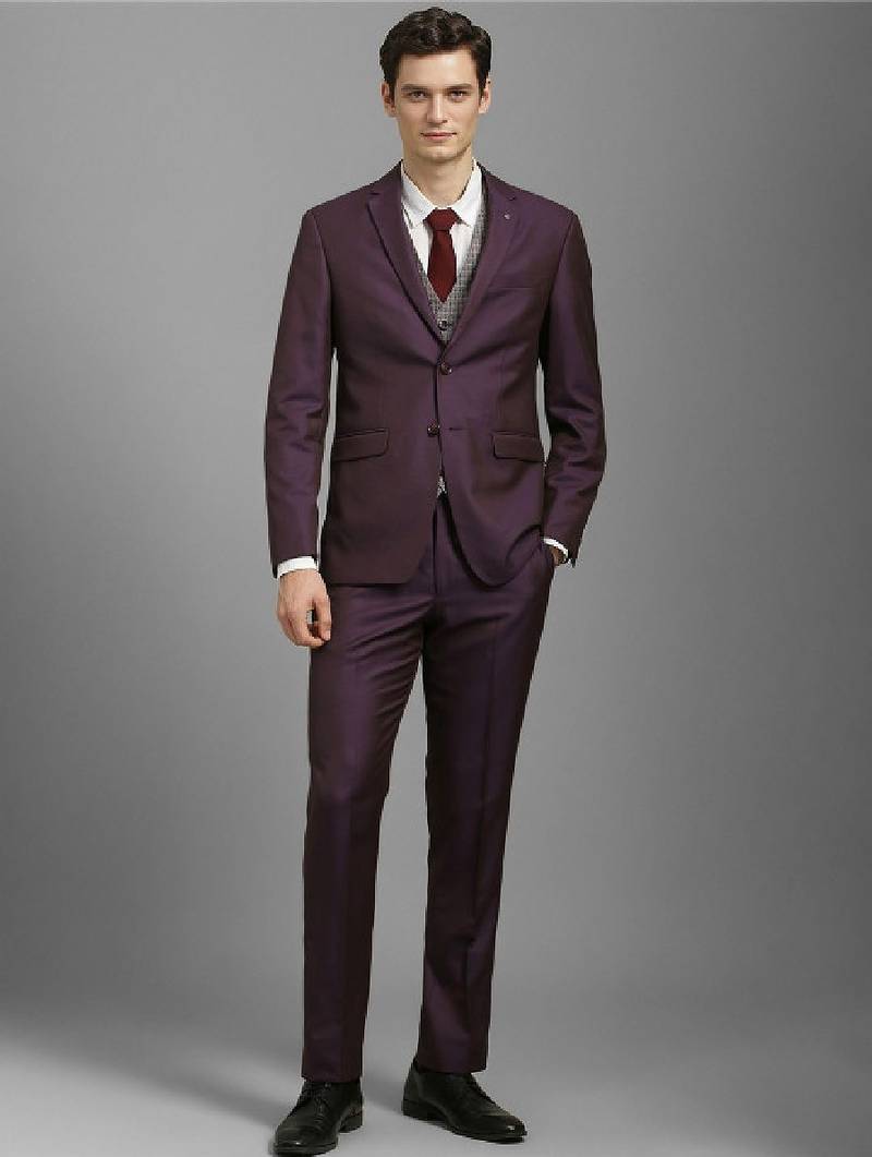 Men slim-fit single-breasted three-piece suits