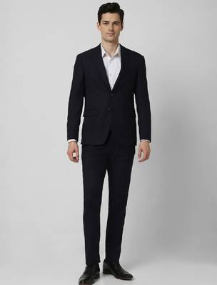 Textured slim-fit single-breasted two-piece formal suit 1