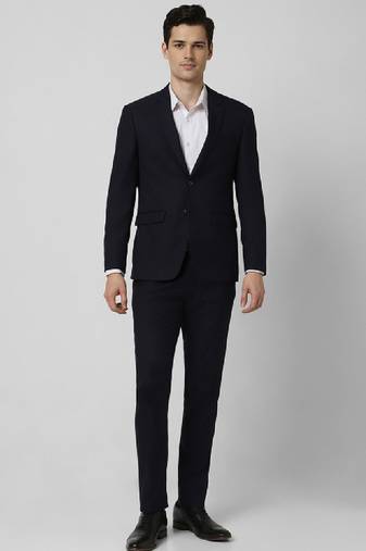 Textured slim-fit single-breasted two-piece formal suit