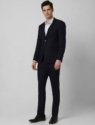 Textured slim-fit single-breasted two-piece formal suit 3