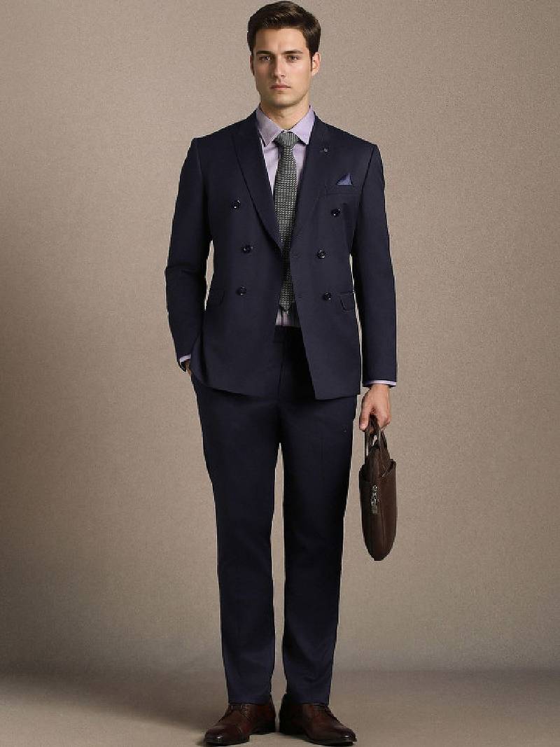 Peaked lapel slim fit 2 piece blazer and trousers suits