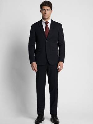 Notched lapel slim fit 2 piece blazer and trousers suit 1