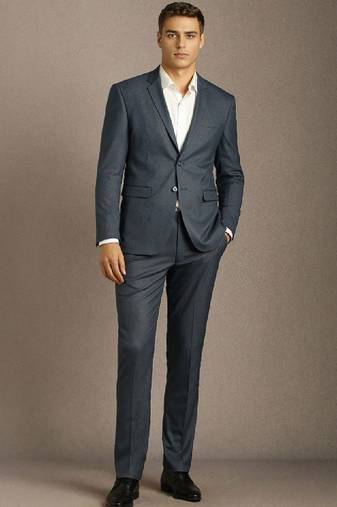 Self design notched lapel slim fit 2 piece suit