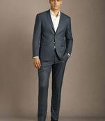 Self design notched lapel slim fit 2 piece suit