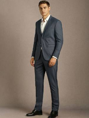 Self design notched lapel slim fit 2 piece suit 2