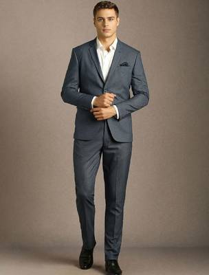 Self design notched lapel slim fit 2 piece suit 4