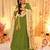 Green silk blend floral printed anarkali gown with dupatta for women