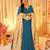 Blue silk blend floral printed anarkali gown with dupatta for women