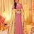 Pink silk blend floral printed anarkali gown with dupatta for women