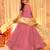Pink silk blend floral printed anarkali gown with dupatta for women