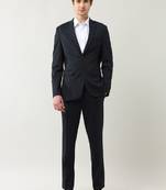Men self design slim fit single-breasted two-piece formal suit