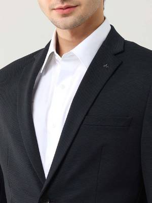 Men self design slim fit single-breasted two-piece formal suit 2