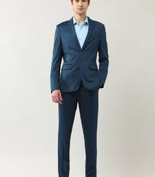 Solid slimfit single-breasted two-piece formal suit