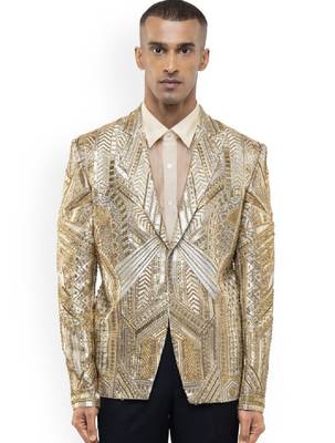 Embroidered single-breasted three-piece suit 1