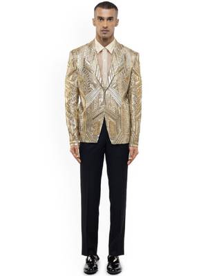 Embroidered single-breasted three-piece suit 2