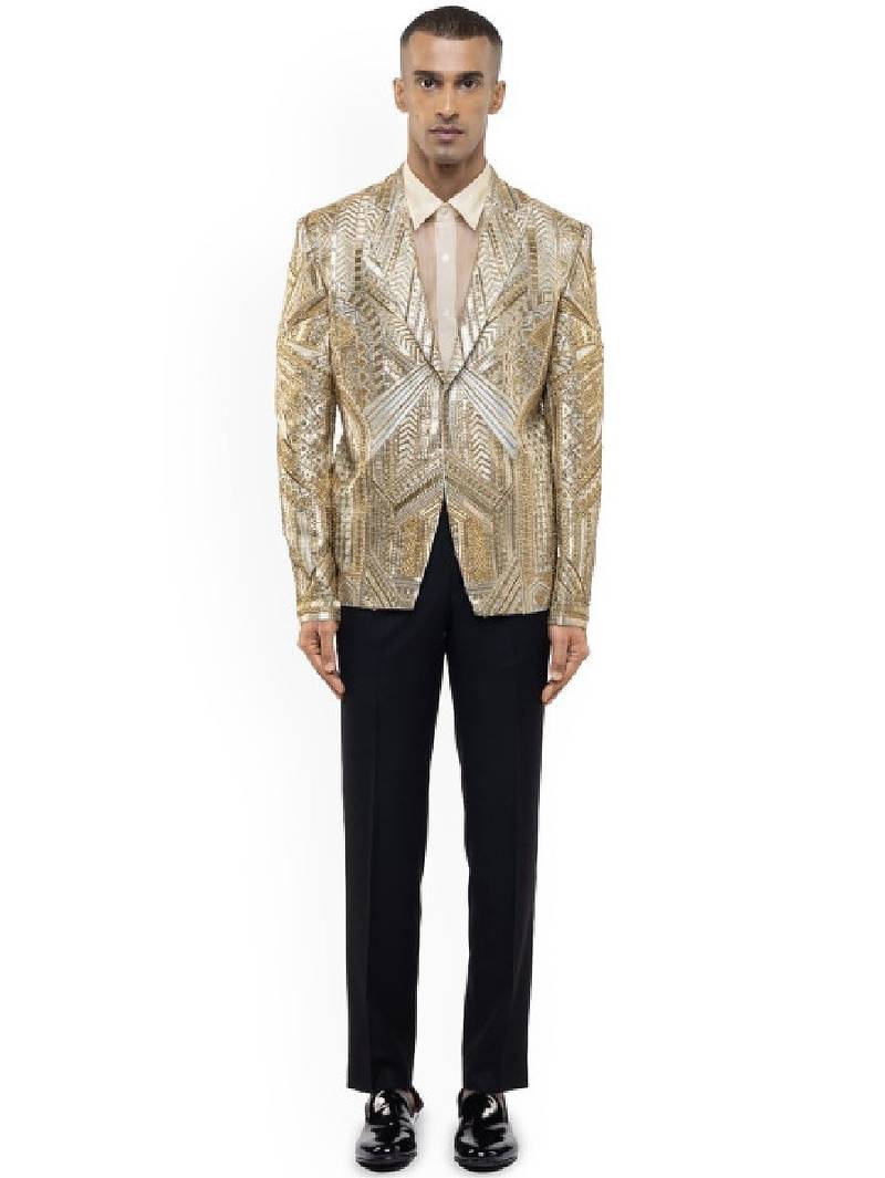Embroidered single-breasted three-piece suit