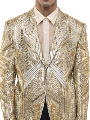 Embroidered single-breasted three-piece suit 3