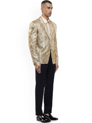 Embroidered single-breasted three-piece suit 4