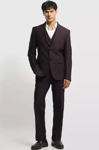 Self design notched lapel 3 piece blazer and waistcoat with trousers suits