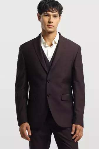 Self design notched lapel 3 piece blazer and waistcoat with trousers suits